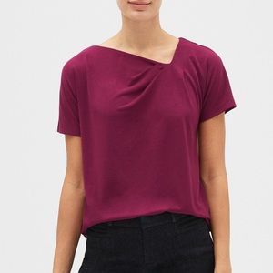 BANANA REPUBLIC Pink Crepe Asymmetrical Neck Top
